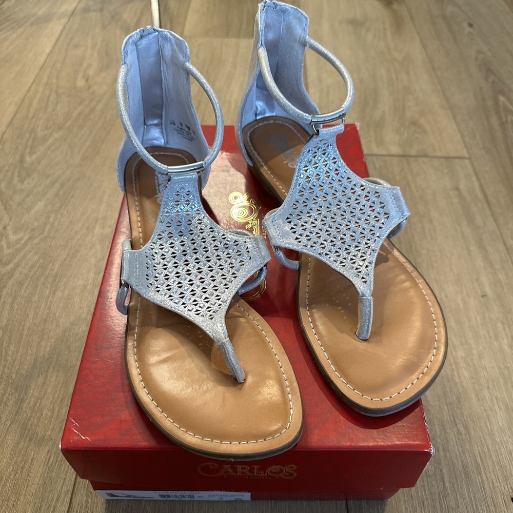 Carlos Santana Women's Silver Tannerā Sandal Size 8 Closed Heel Zipper Preowned